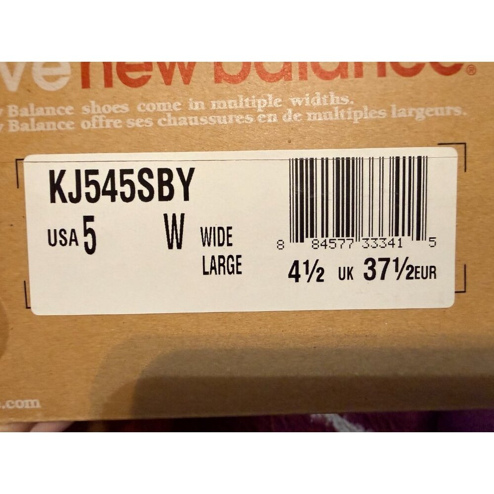 New Balance 545 Womens Size 5W Silver purple Pink Running Shoes KJ545SBY NEW - Picture 12 of 12